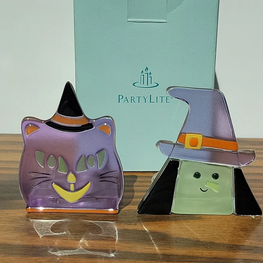 PARTYLITE P9700 Witch & Cat Tealight Pair